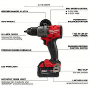Milwaukee 2903 - 22 Drill 18V DC, Compact Premium, 1/2 in Chuck, 2,100 RPM Max., 1,400 in - lb Max Torque, LED - KVM Tools Inc.KV794JK5