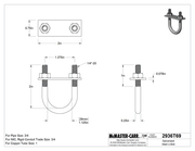 McMaster 2936T69 Galvanized Steel U-Bolt, with Mounting Plate, 1/4"-20 Thread Size, 1-1/8" ID