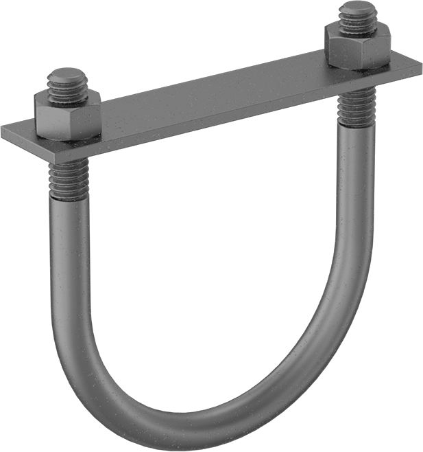 McMaster 2936T81 Galvanized Steel U-Bolt, with Mounting Plate, 5/16"-18 Thread Size, 2-1/2" ID