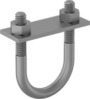 McMaster 2936T69 Galvanized Steel U-Bolt, with Mounting Plate, 1/4"-20 Thread Size, 1-1/8" ID
