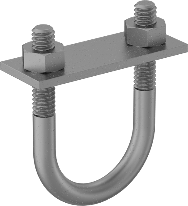 McMaster 2936T69 Galvanized Steel U-Bolt, with Mounting Plate, 1/4"-20 Thread Size, 1-1/8" ID
