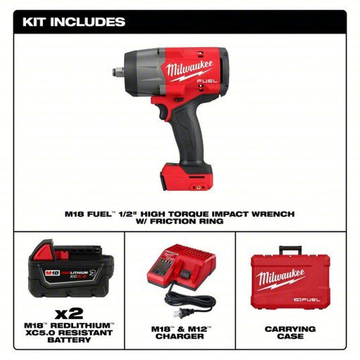 Milwaukee 2967 - 22 High Torque Impact Wrench Kit 1/2 in Drive Size, 1,100 ft - lb Fastening Torque, 1,500 ft - lb Breakaway Torque, Brushless - KVM Tools Inc.KV809JL6