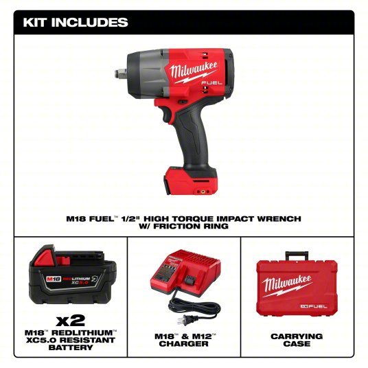 Milwaukee 2967 - 22 High Torque Impact Wrench Kit 1/2 in Drive Size, 1,100 ft - lb Fastening Torque, 1,500 ft - lb Breakaway Torque, Brushless - KVM Tools Inc.KV809JL6