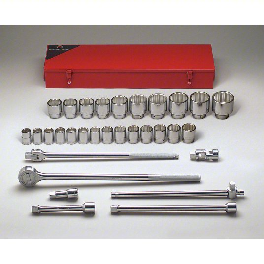 Wright 631 Socket Wrench Set 3/4 in Drive Size, 31 Pieces, 7/8 in to 2 3/8 in Socket Size Range - KVM Tools Inc.KV29AT71