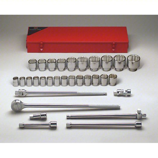Wright 631 Socket Wrench Set 3/4 in Drive Size, 31 Pieces, 7/8 in to 2 3/8 in Socket Size Range - KVM Tools Inc.KV29AT71