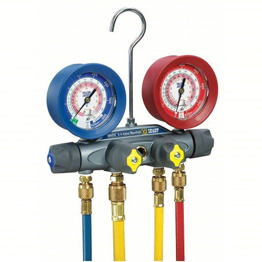 Yellow Jacket 46013 Mechanical Manifold Gauge Set, 4 Valves, 4 Hoses - KVM Tools Inc.KV29AU20