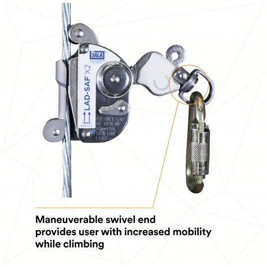 3M DBI - Sala 6160030 Cable Sleeve Trailing, Stainless Steel, Auto, 310 lb Capacity, 0.38 in Cable Dia - KVM Tools Inc.KV29EZ46