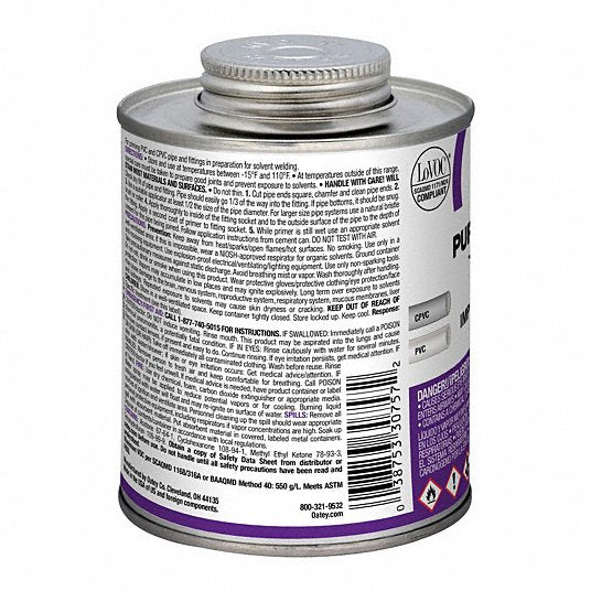 Oatey 30757 Primer, Low VOC, 16 oz., Purple - KVM Tools Inc.KV29FJ01