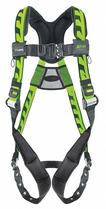 Miller by PIP ACA-TB/UGN Full Body Harness, Vest Harness, Quick-Connect / Tongue, Cam, L/XL, Padded, Aluminum