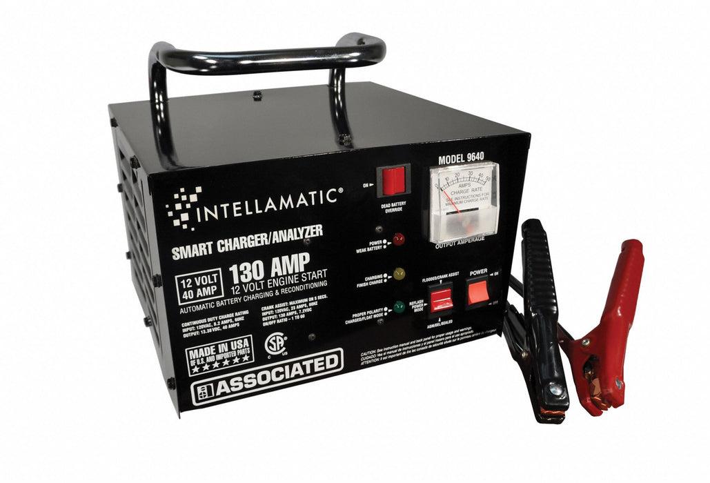 Associated Equipment 9640 Battery Charger and Starter, Charging, Auto, For AGM/Deep Cycle/EFB/Gel/Lead Acid