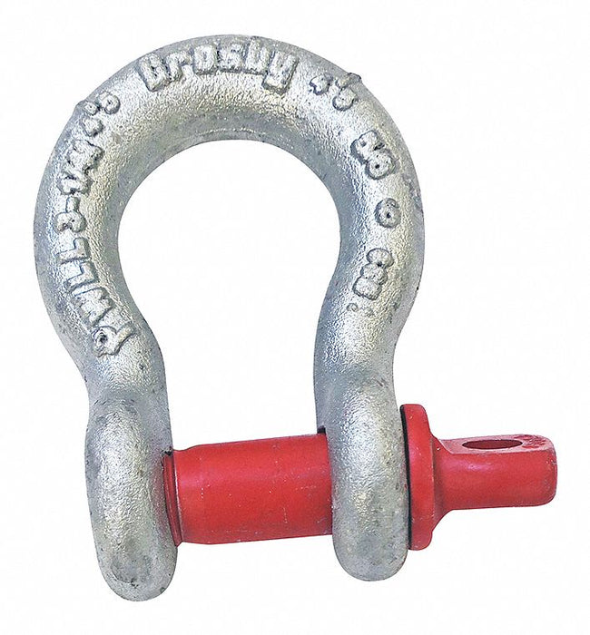 Crosby 1018375 Anchor Shackle, 1,000 lb Working Load Limit, 13/16 in Compatible Sling Wd, Removable Screw Pin, Galvanized