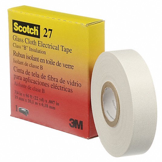 3M 27 - 3/4"X66' Electrical Tape 3/4 in Wd, 22 yd Lg, 7 mil Thick, Fiberglass Cloth, Rubber, 600 V Volt Rating - KVM Tools Inc.KV2A457