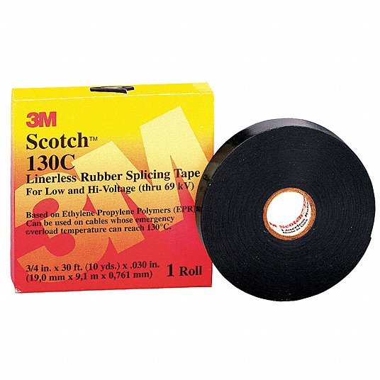 3M 130C-3/4X30FT Electrical Tape 3/4 in Wd, 10 yd Lg, 30 mil Thick, Ethylene Propylene Rubber, 69 kV Volt Rating