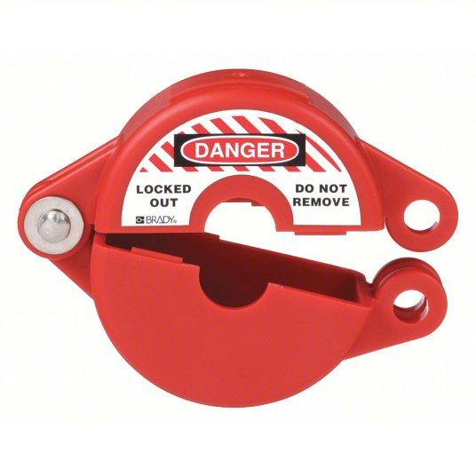 Brady 65562 Gate Valve Lockout Hinged, For 6 1/2 in Max Hand Wheel Dia, For 5 in Min Hand Wheel Dia, Red - KVM Tools Inc.KV5AM43