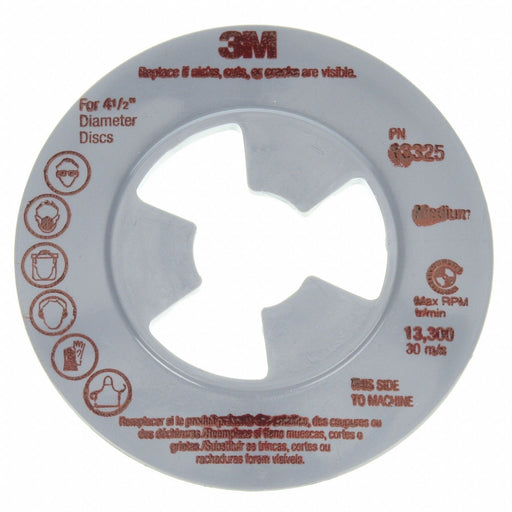 3M 13325 Disc Face Plate, 4 1/2 in Dia, Medium, Gray, PK10