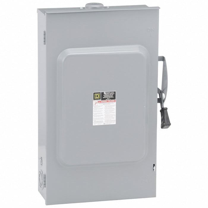 Square D D224NRB Safety Switch, Fusible, 200 A, Single Phase, 240V AC, Galvanized Steel, Indoor/Outdoor