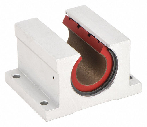 PBC Linear PN08 Mounted Linear Bearing, Single, Open Pillow Block, 1/2 in Inside Dia, Frelon Gold