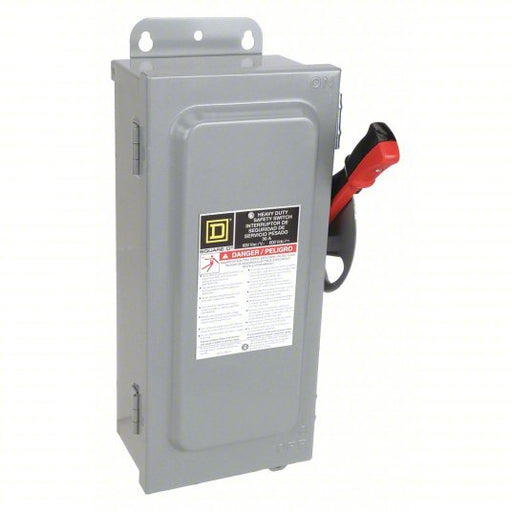 Square D HU361AWK Safety Switch Non - Fusible, 30 A, Three Phase, 600V AC, Galvanized Steel, Indoor/Outdoor - KVM Tools Inc.KV2CR39