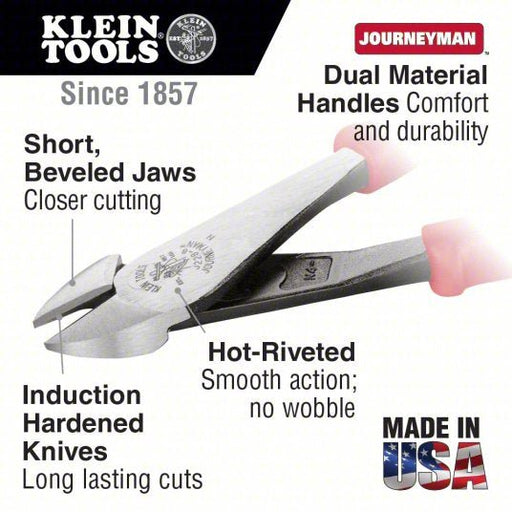 Klein J228-8 High Leverage Diagonal Cutting Plier Std, Straight, Oval, 7/8 in Jaw Lg, 1 1/4 in Jaw Wd, 6 - 8 in - KVM Tools Inc.KV3LY19