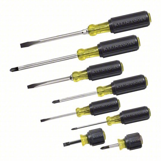 Klein 85078 General Purpose Screwdriver Set 8 Pieces, Phillips/Slotted Tip, Ergonomic Grip - KVM Tools Inc.KV2DGP6