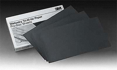 3M 02023 Sanding Sheet, 9 in x 5-1/2 in, 1500 Grit, Silicon Carbide, PK250