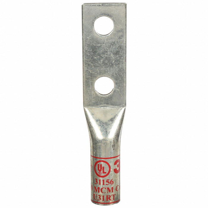 3M 31156 Compression Lugs, For 350 kcmil, Stranded Wire, 1/2 in Stud Size, Long, Copper Barrel