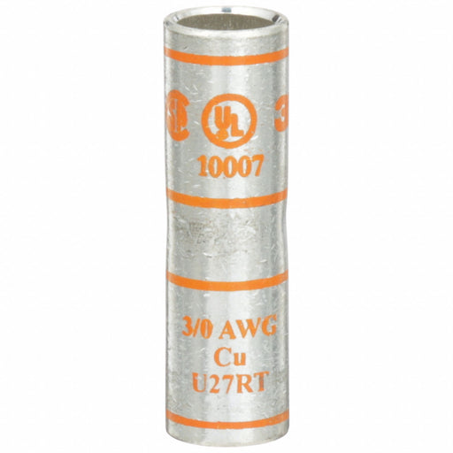 3M 10007 Open Barrel Splice, 3/0 AWG, Orange Code, 2.13 in, Copper