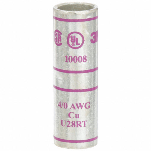 3M 10008 Open Barrel Splice, 4/0 AWG, Purple Code, 2.13 in, Copper