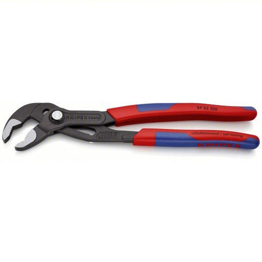 Knipex 87 02 250 SBA Water Pump Plier V, Push Button, 2 in Max Jaw Opening, 10 in Overall Lg, 25 Jaw Positions, Serrated - KVM Tools Inc.KV2DYY6
