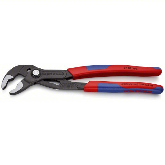 Knipex 87 02 250 SBA Water Pump Plier V, Push Button, 2 in Max Jaw Opening, 10 in Overall Lg, 25 Jaw Positions, Serrated - KVM Tools Inc.KV2DYY6