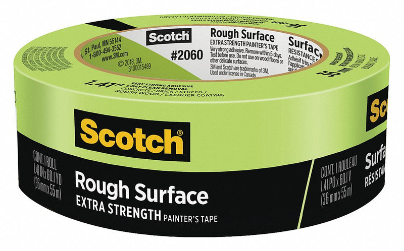 3M 2060 Painter's Tape Rough Surface 1 3/8 in x 60 yd Green 24 PK