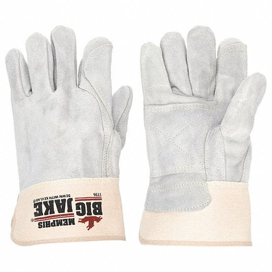 MCR Safety 1735XL Leather Gloves XL (10), Double Palm, Cowhide, Premium, Glove, Full Finger, Gray, 1 PR