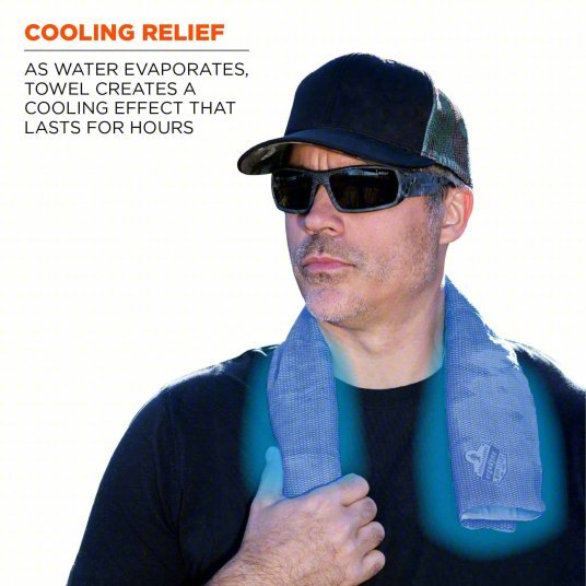 Ergodyne Chill - Its 6602 Evaporative Cooling Towel Blue, Universal, PVA, Evaporative - Cooling - KVM Tools Inc.KV2EMK6