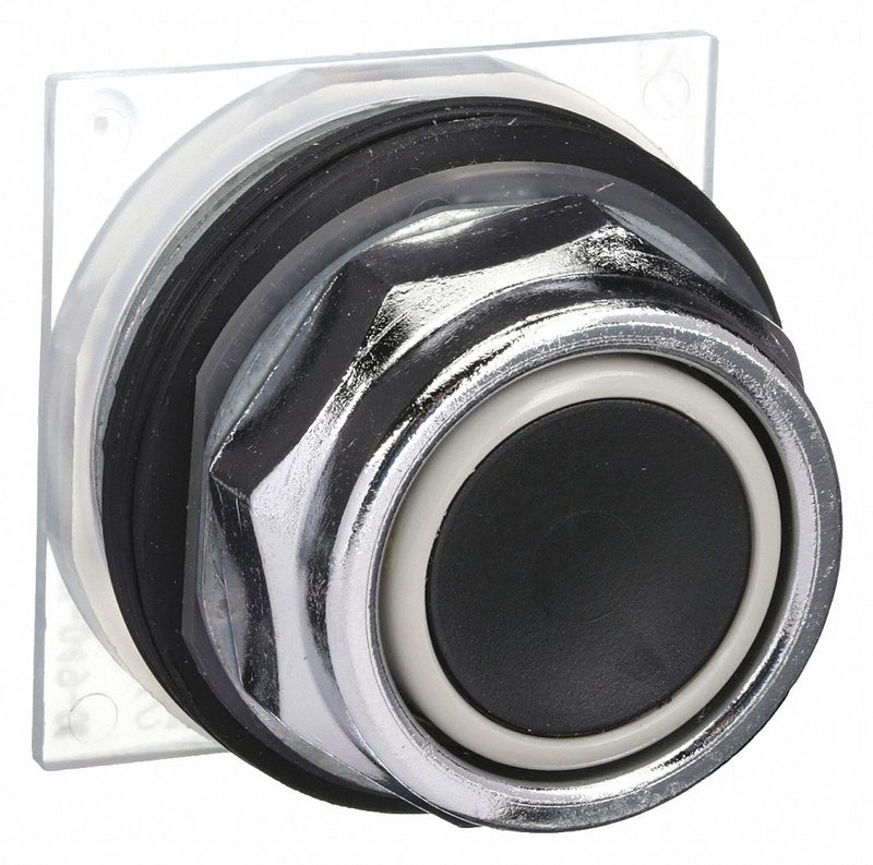 Schneider 9001KR1B Flush Push Button, Black, 30 mm Mounting Size, Metallic, Momentary