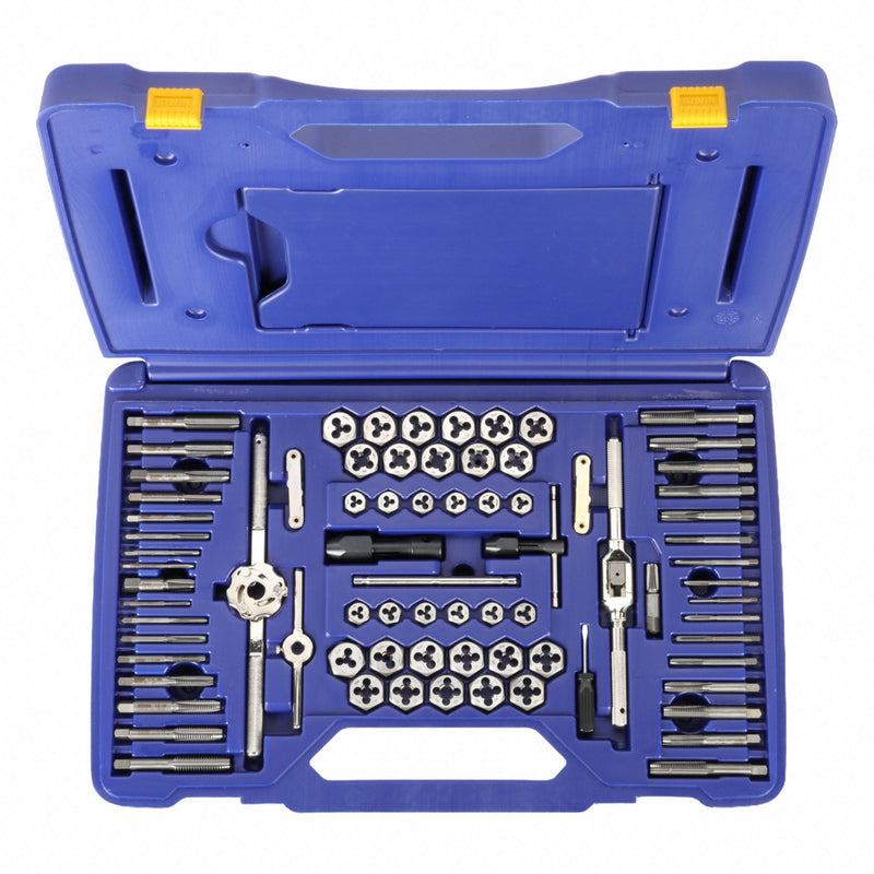 Irwin Hanson 26376 Tap and Die Set, 76 Pc, High Carbon Steel, SAE/Metric, Fractional/Metric, Plastic Case