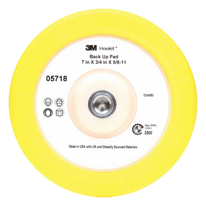 3M 05718 Hook-and-Loop Disc Backup Pad, 7 in Dia, Rubber