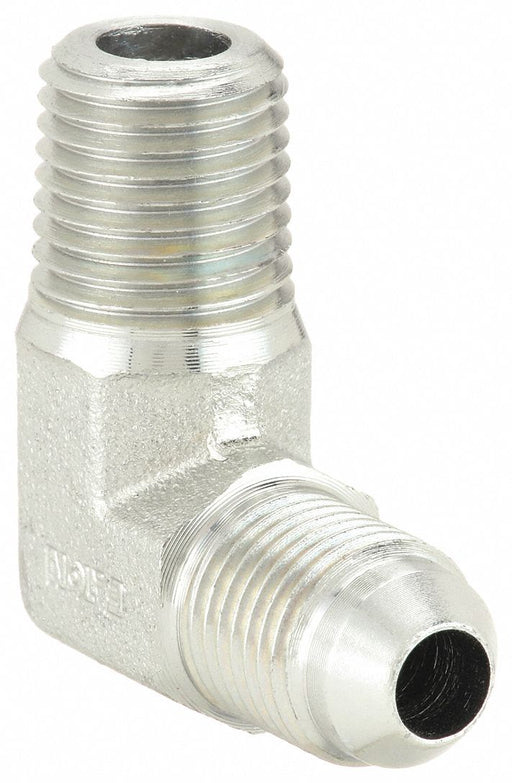 Aeroquip 2024-4-5S Hydraulic Hose Straight Adapter, NPT Threaded x JIC Threaded, Male x Male, Rigid, 90° Elbow