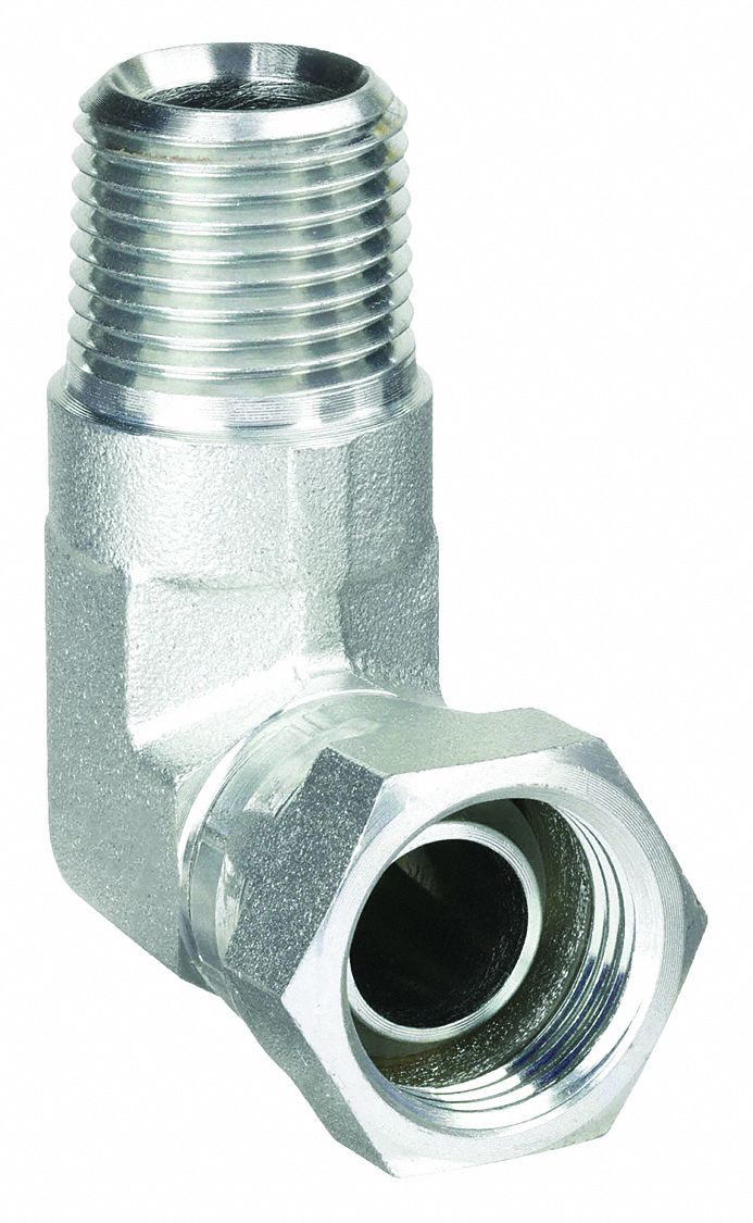 Aeroquip 2047-8-8S Hydraulic Hose Straight Adapter, NPSM Threaded x NPT Threaded, Female x Male, Swivel, 90° Elbow