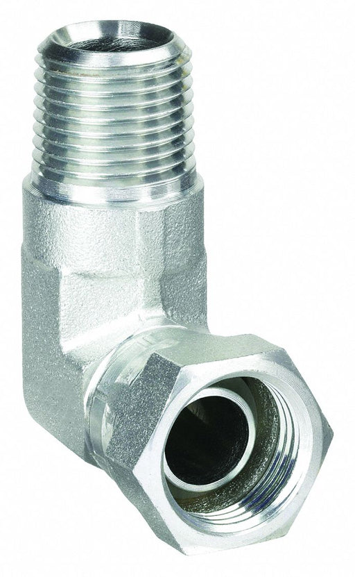 Aeroquip 2047-8-8S Hydraulic Hose Straight Adapter, NPSM Threaded x NPT Threaded, Female x Male, Swivel, 90° Elbow