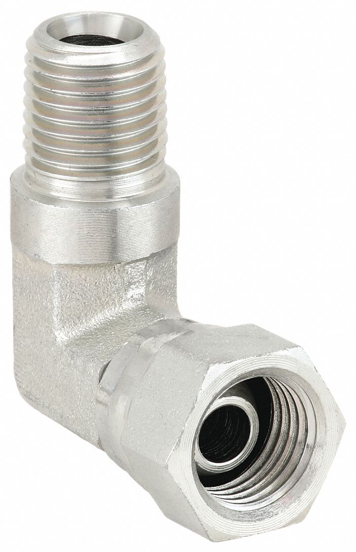 Aeroquip 2047-6-6S Hydraulic Hose Straight Adapter, NPSM Threaded x NPT Threaded, Female x Male, Swivel, 90° Elbow