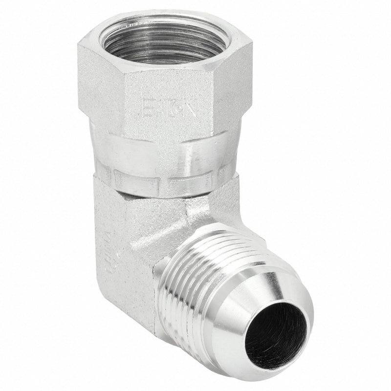 Aeroquip 2071-8-8S Hydraulic Hose Straight Adapter, JIC Threaded x JIC Threaded, Male x Female, Swivel, 90° Elbow