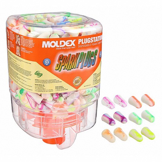 Moldex 6644 Ear Plug Dispensing System: Dispenser with Refill, Bullet, 33 dB NRR, 250 Pairs, Uncorded - KVM Tools Inc.KV2FLK9