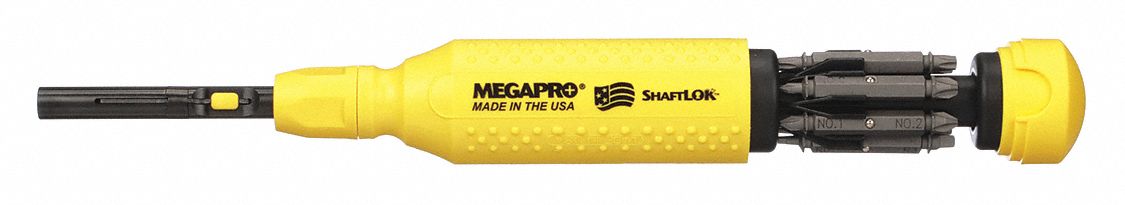 Megapro 151SL44-B Multi-Bit Screwdriver, 15-in-1, Phillips/Slotted/Square/Torx, 8-1/2 in