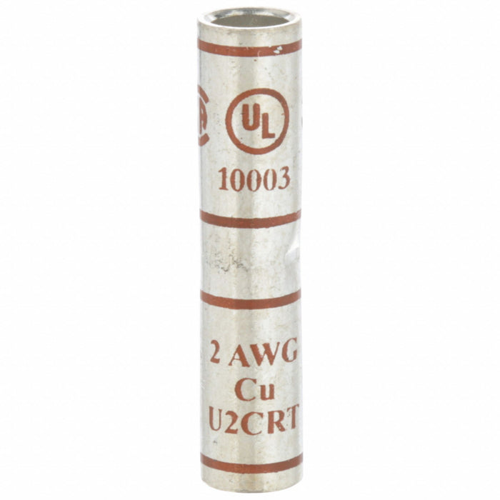 3M 10003 Open Barrel Splice, 2 AWG, Brown Code, 1.88 in, Copper