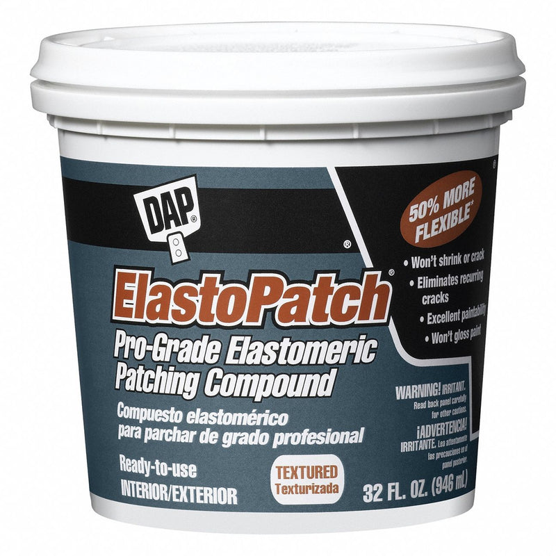 DAP 12288 ElastoPatch Patching Compound, 32 oz Tub, Off-White, Flexible, Paintable, Drywall/Plaster/Stucco/Wood