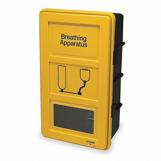 Allegro 4100 SCBA Wall Cabinet Case, Plastic, Black/Yellow, Shelf, 13 in Lg - KVM Tools Inc.KV2GWL5