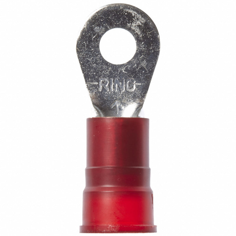 3M MN8-10R/SK Ring Terminal, Red, Nylon Insulation, #10 Stud Size, 8 AWG to 8 AWG Wire Sizes, 1, 000 V