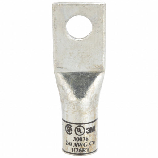 3M 30036 Compression Lugs, 3/8 in Stud Size, 2/0 AWG For Wire Sizes, Stranded Wire Type, Std, Copper