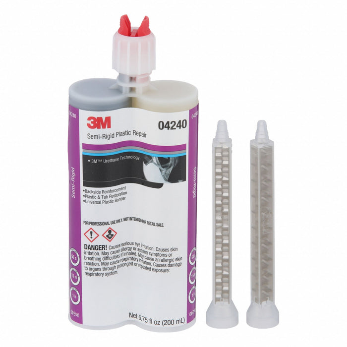 3M 04240 Urethane Adhesive, Semi-Rigid Plastic Repair, 200 mL Dual-Cartridge