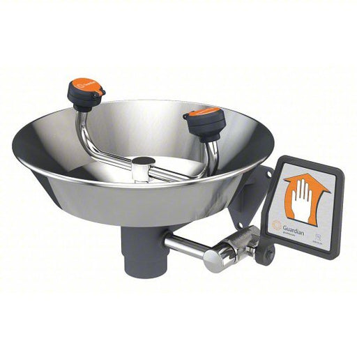 Guardian G1814 Plumbed Eyewash Std, Wall Mnt, Eyes Coverage, Uncovered, Stainless Steel Bowl - KVM Tools Inc.KV2LVH6